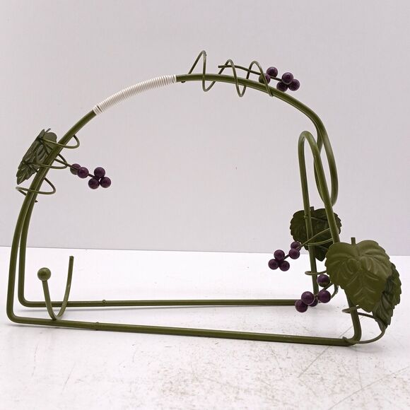 Metal Wine Rack Grape Vine Design Table Counter Holder w/ Green Bottle - Picture 2 of 16